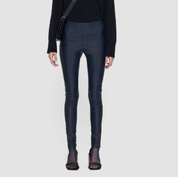 JOSEPH Leather Stretch Leggings Navy Blue Size 38 - US 6 Small - Picture 1 of 10